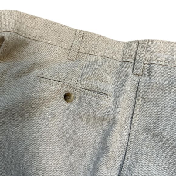 Field Gear Fawn Pleated Button Through Back Pocket Linen Preppy Dress Pants 44 - Picture 2 of 9